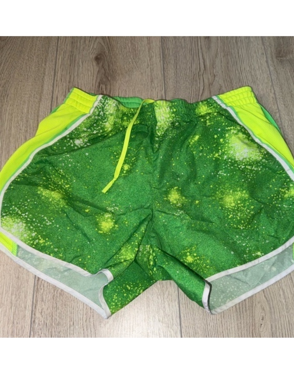 Nike Green and Yellow Athletic Shorts